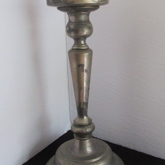 Art Deco Candle Holder, Pillar, Taper, Silver plated, Zinc, Distressed, Vintage - Picture 13 of 14